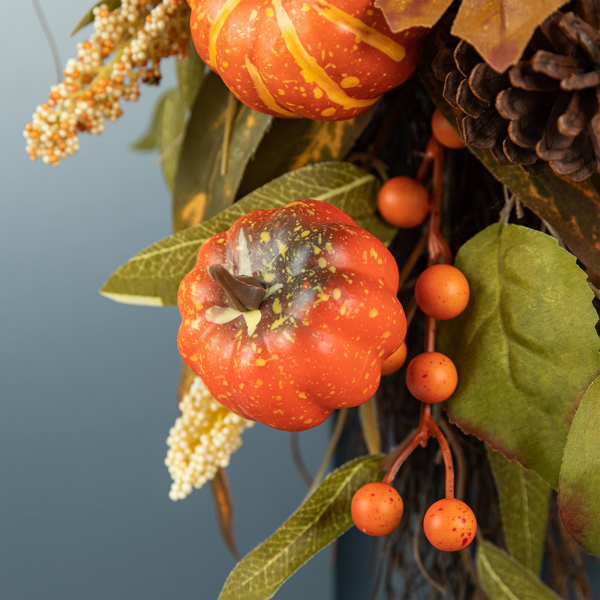 Glitzhome® 27" Fall Pumpkin Leaf Swag